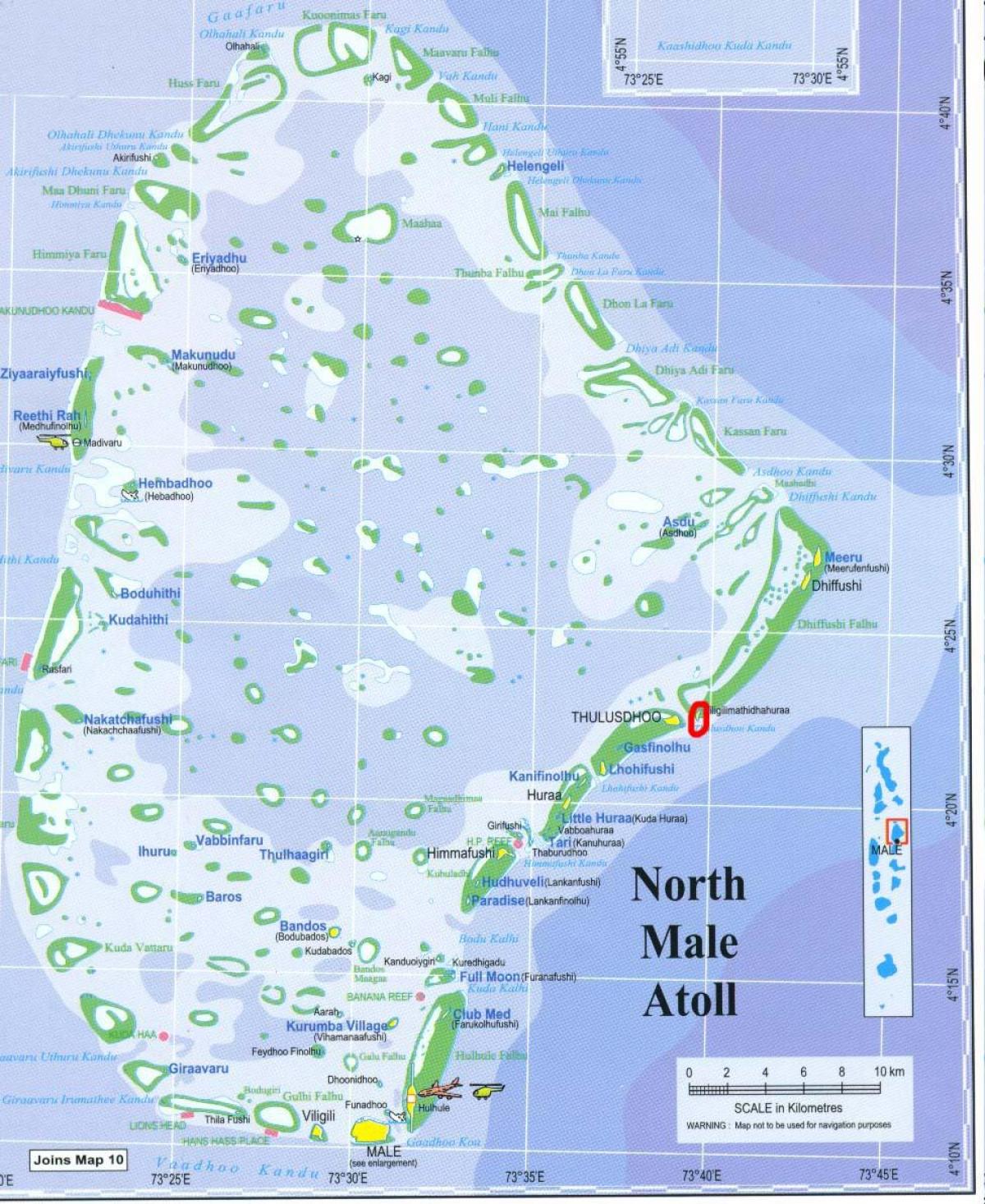 north male atoll Maldivler haritası 