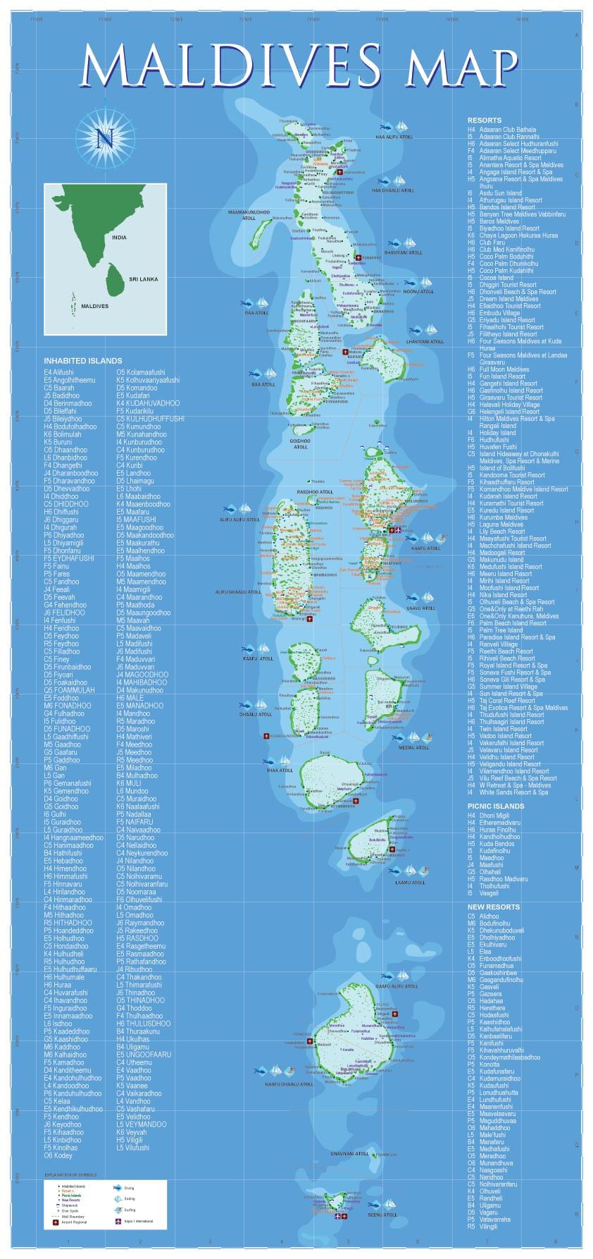 Maldivler coğrafi harita