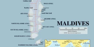 Maldivler haritası fiziki 