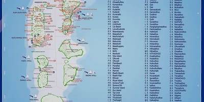 Maldivler haritası Adaları tatil
